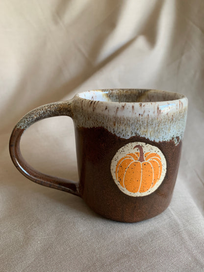 Small Brown & White Pumpkin Mug