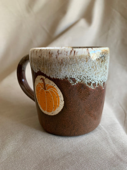 Small Brown & White Pumpkin Mug