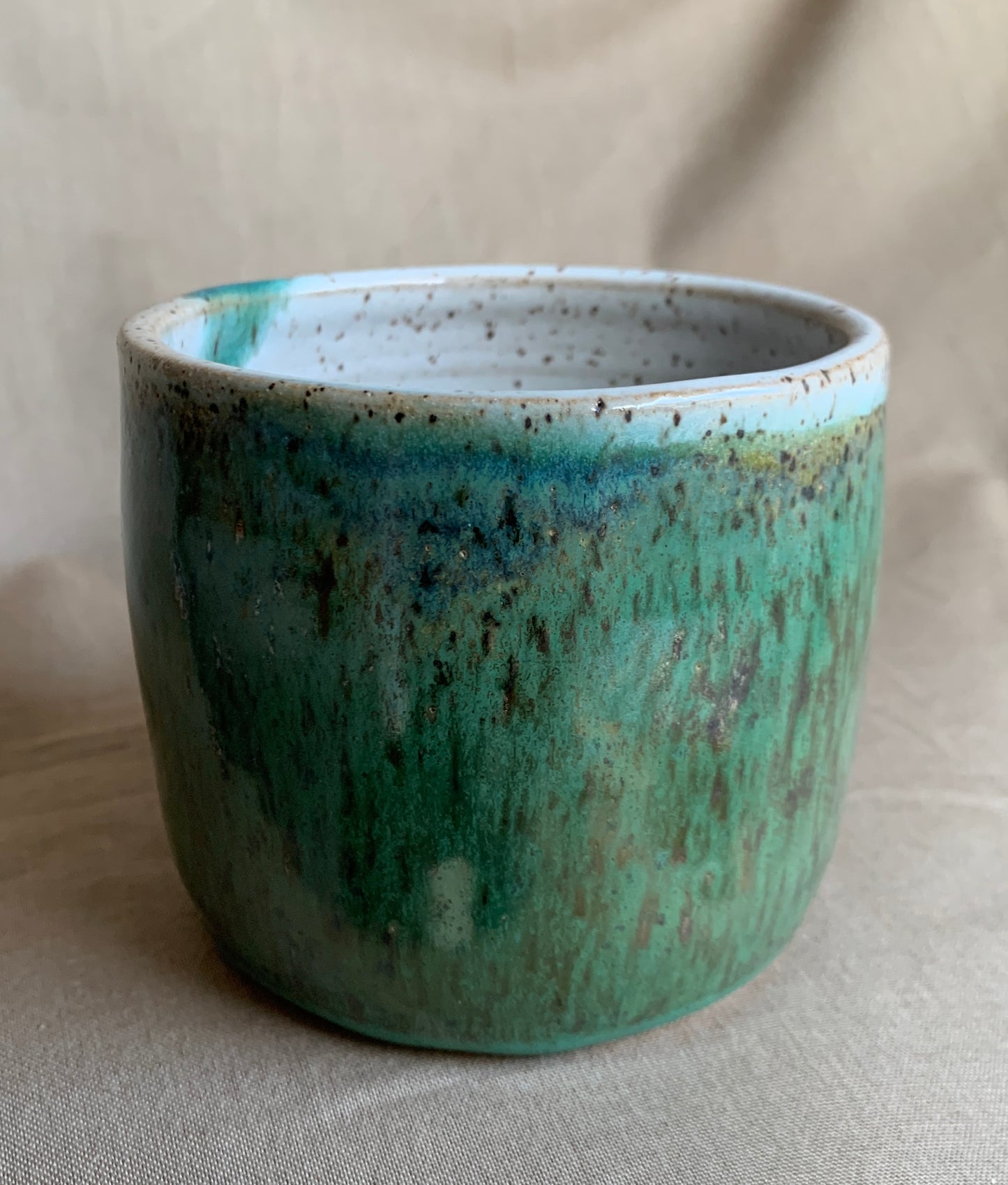 Teal and White Medium Speckled Tumbler