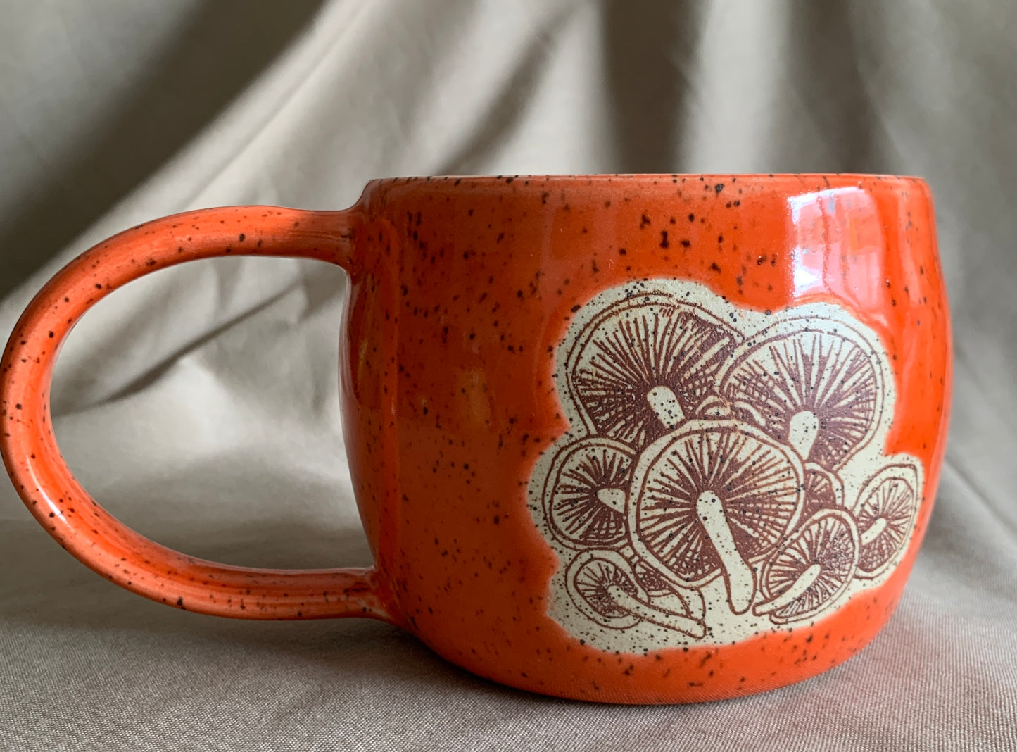 Large Orange Mushroom Mugs